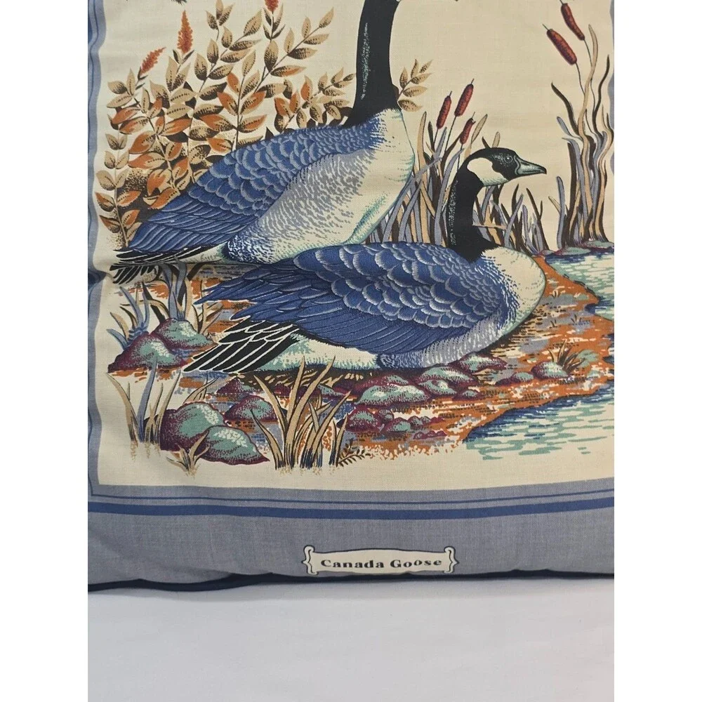 Vintage Canada Goose Throw Pillow Lodge Cabin Blue Handmade